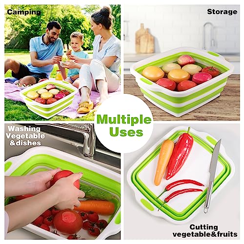 2 Pack Collapsible Cutting Board (White/Green and White/Grey)