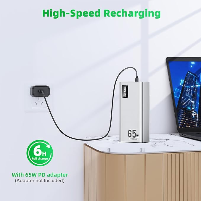 Power Bank Fast Charging 50000mAh, 65W Laptop Portable Charger USB C Compatible - Image 6
