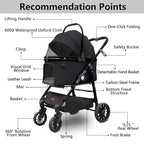 Dog Cat Stroller, Foldable 4 Wheels Dog Stroller - Image 6