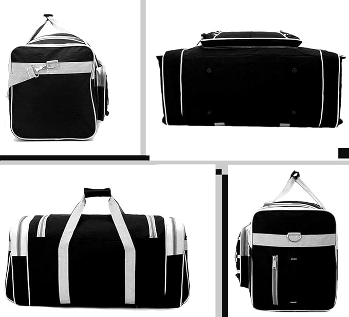 Travel Duffle Bags for Men 26" Black Weekender Over Night Carry On Bag - Image 5