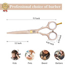 Purple Dragon 5.5 inch Hair Cutting Scissors Set with Razor, Leather Scissors Case, Barber Hair Cutting Shears Hair Thinning/Texturizing Shears for Professional Hairdresser or Home Use (Rose Gold)