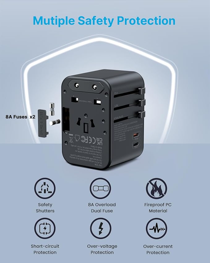 Universal Travel Adapter, VINTAR 35.5W International Power Adapter - Image 5