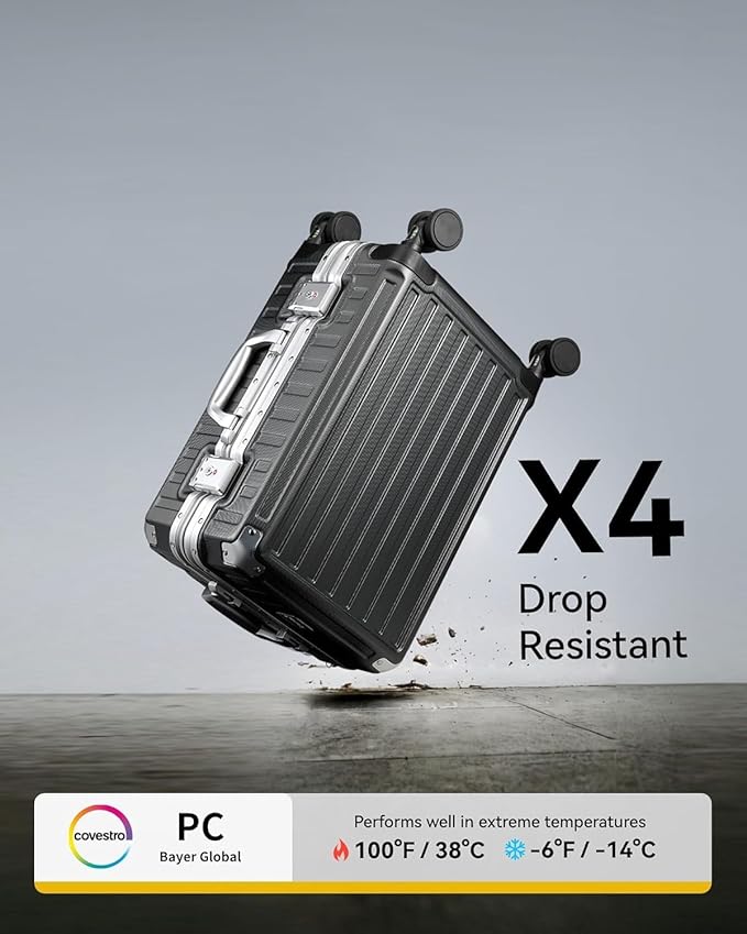 LUGGEX Checked Suitcase with Spinner Wheels, 28 Inch Aluminum Frame Zipperless - Image 6