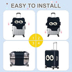 ANNA QUEEN Navy Blue Cartoon Eyes Luggage Cover, Funny Suitcase Protector - Image 6