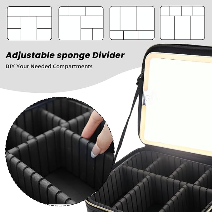 Travel Makeup Bag with LED Mirror and Light Travel Makeup Case Cosmetic - Image 4