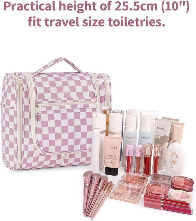 Narwey Checked Hanging Travel Toiletry Bag - Image 4
