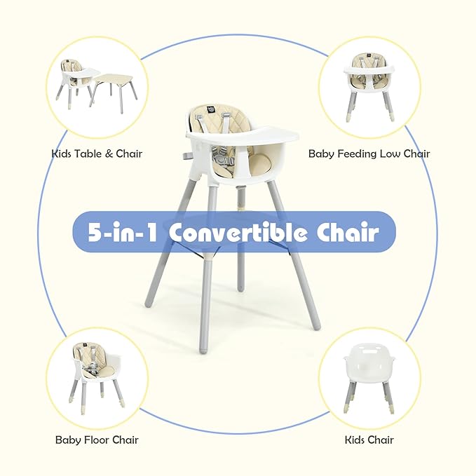 HONEY JOY 5-in-1 High Chair, Convertible Highchair - Image 4
