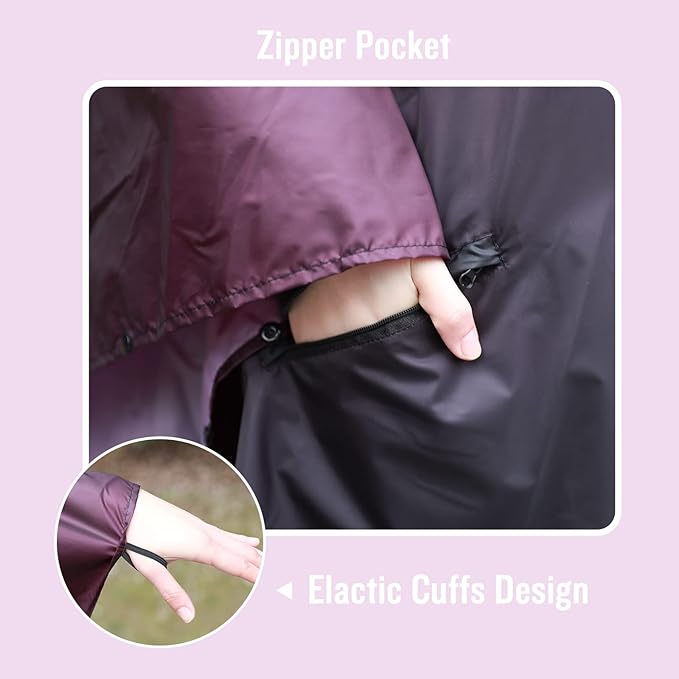 SaphiRose Rain Poncho Jacket Coat Hooded - Image 5