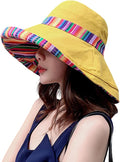 Women Wide Brim Sun Hats Metal Wired Edge Summer UV Protection Beach Fishing Hat by HUAMULAN