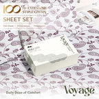100% Egyptian Cotton Queen Size Sheets Set (Queen / 18 - Paisley)
