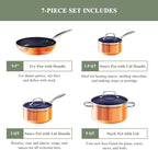 Nuwave 7pc Cookware Set Healthy Duralon Blue Ceramic Nonstick Coated, Diamond - Image 2