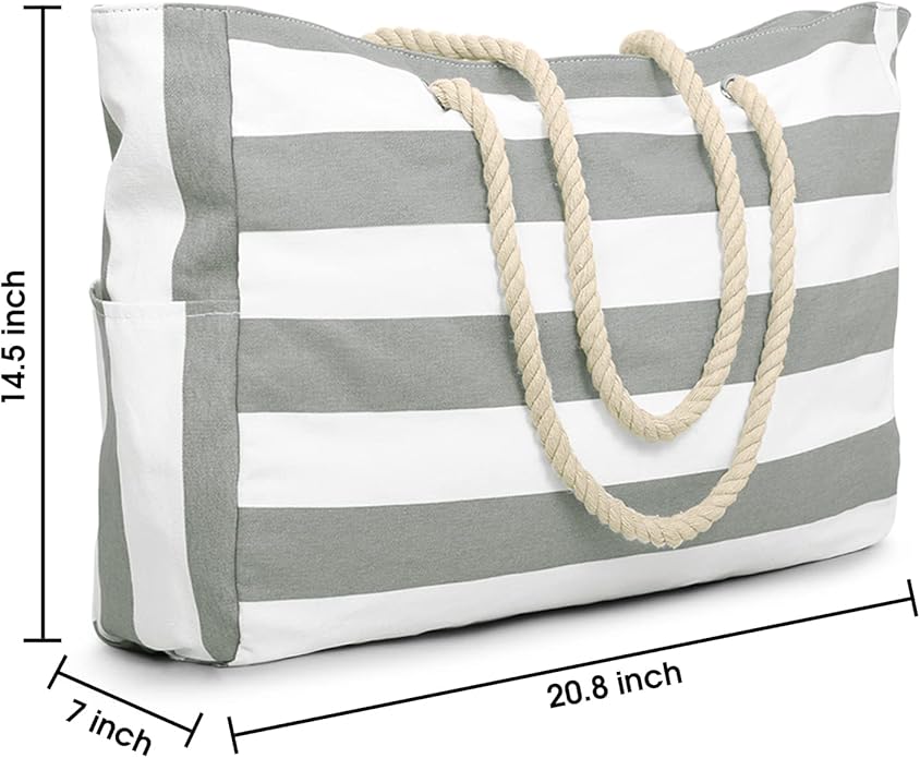 Becokan Beach Bags for Women Large Waterproof Beach Tote Bag Zipper Beach Bags - Image 4