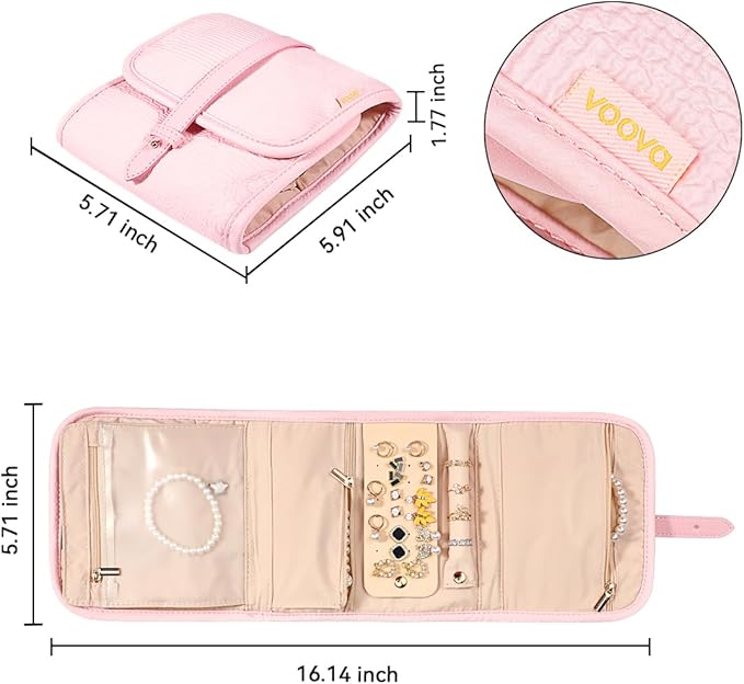Voova Travel Jewelry Holder Organizer Case, Small Jewelry Storage Bag - Image 5