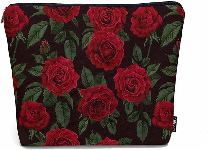 Woman Rose Makeup Bag - Blossom Flower Roses Red Travel Cosmetic Bags Toiletry Makeup Organizer Pencil Pouch For Owners Lady Birthday Gifts