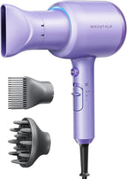 Wavytalk Blow Dryer with Diffuser, Blown Away Ionic Hair Dryer for Curly Hair with Comb, 1875W Fast Drying Blow Dryer with Ceramic Technology, 3 Attachments for All Hair Types, Light and Quiet, Purple