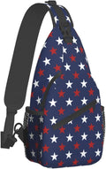 SUPLUCHOM Sling Bag American Flag Red White Star Hiking Daypack Crossbody by SUPLUCHOM