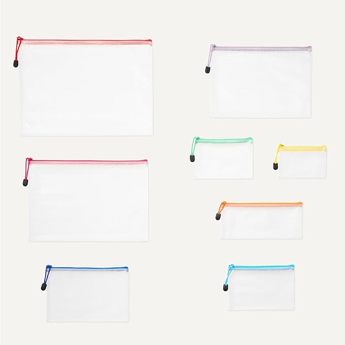 Amazon Basics 30-Pack Mesh Zipper Pouch Bags, 8 Sizes Waterproof Storage - Image 5