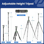 Fotopro 59" Carbon Fiber Travel Tripod, Compact Camera Tripod - Image 5