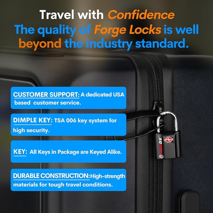 TSA Approved Luggage Locks, Ultra-Secure Dimple Key Travel Locks - Image 7