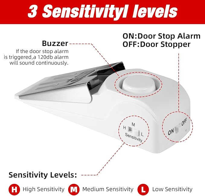 Portable Door Stop Alarm and Traveling Hotel Door Lock, No Installation Required - Image 3