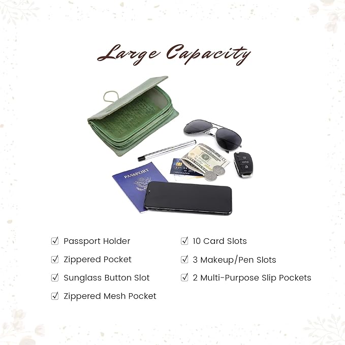 Genuine Leather Nomad Organizer Travel Wallet | Women's Wallet Clutch Passport - Image 2