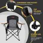 FAIR WIND 2 Pack Oversized Fully Padded Camping Chair Heavy Duty Quad Fold Arm - Image 5