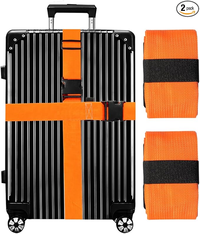 Luggage Straps for Suitcases TSA Approved-2 Pack Bright Personalized Luggage by GOWRAPS