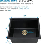 21 Black Granite Composite Bar Sink 18x18 Single Bowl Not Easily Stained - Image 6
