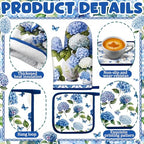 10 Pcs Chinoiserie Blue White Hydrangea Kitchen Decor Set (Blue, White / Hydrangea)