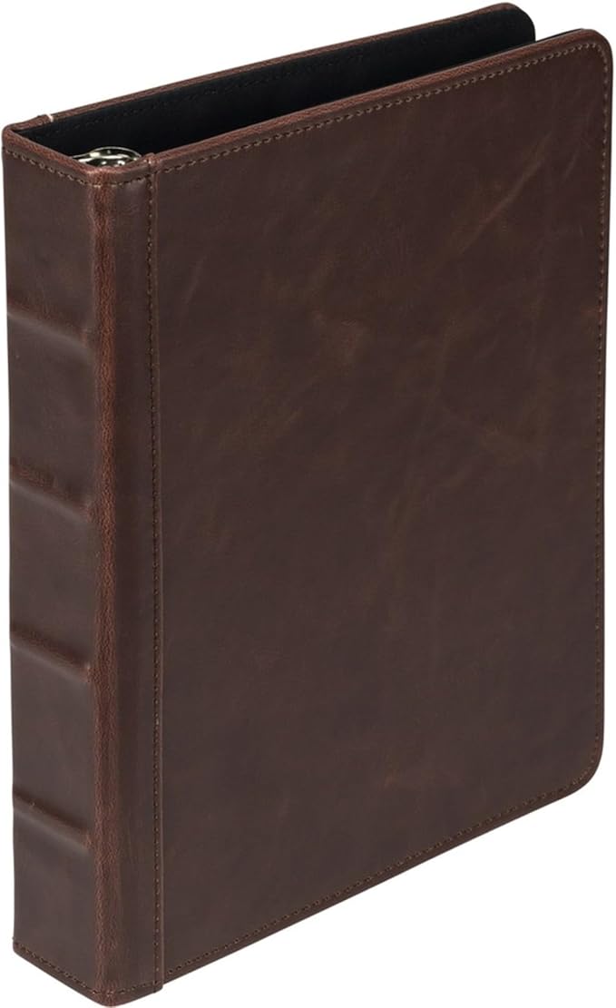 Samsill Vintage Leather Mini 3 Ring Binder 1 Inch Round Ring, 5.5 x 8.5 Inch - Image 3