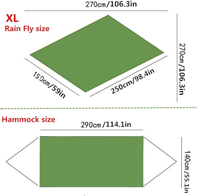 Camping Hammock with Rain Fly Tarp Mosquito Net Heavy Duty Tree Straps Portable - Image 7