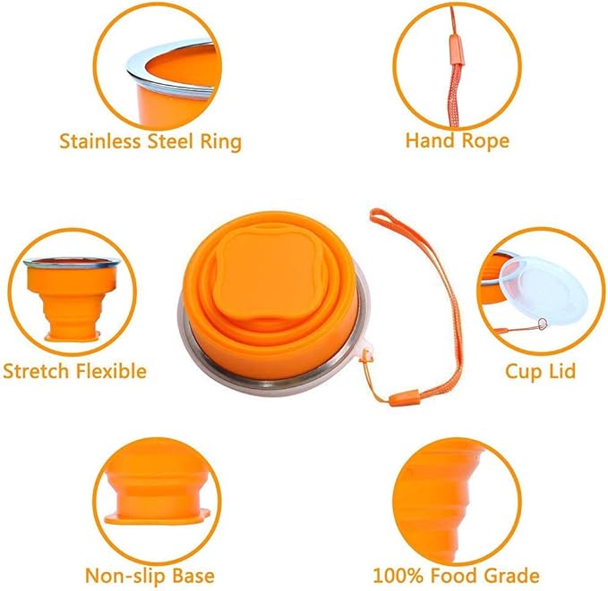 Silicone Collapsible Travel Water Cup, Expandable Drinking Cup Set, Reusable Mug - Image 3