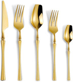 20-Piece Gold Silverware Set for 4, Modern 18/10 Stainless Steel Flatware Set by Lemeya