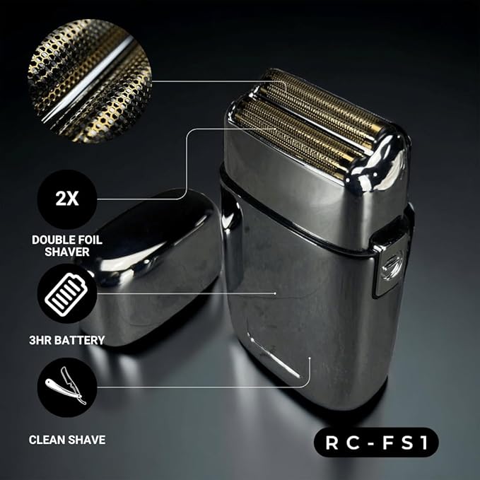 Royal Clips Hair and Beard Fade Kit – Professional Clipper, Trimmer & Foil Shaver Bundle for Men, Complete Haircut Set for Barbers, Home Use & Grooming– Holiday Gift for Men, Fathers, Brothers- Silver
