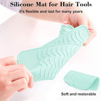 Flat Iron Heat Resistant Silicone Mat for Curling Iron, Hair Straightener Heat Pad, Curling Iron Sleeve, Travel Case Heat Resistant and Other Hair Styling Tools, for Counter, 9 x 6.5 in, Green