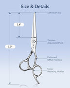 ULG Professional Hair Cutting Scissors 7" Japanese Stainless Steel Hand-Honed Salon Barber Scissors for Stylists & Home Use, Haircut Shears for Men & Women, Ergonomic Design with Patterned Handles