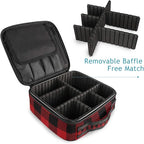 ALAZA Travel Makeup Case, Black and Red Lumberjack Plaid Cosmetic toiletry Travel bag for Women Girls