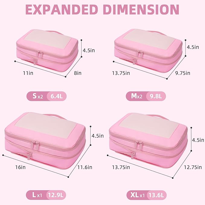 BAGAIL 4 Set/6 Set/8 Set Compression Packing Cubes Travel Accessories - Image 2
