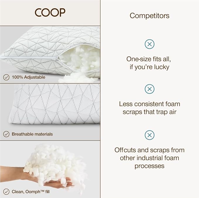 Coop Home Goods Original Crescent Adjustable Pillow, Queen Bed Pillows - Image 8