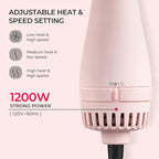 TYMO Hair Dryer Brush Blow Dryer Brush in One, 4 in 1 Ionic Hairdryer and Styler Volumizer with Oval Titanium Barrel, Hot Air Straightener for Smooth Frizz-Free Blowout, Pink