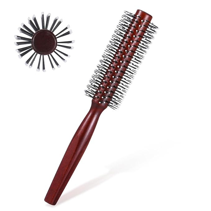 Small Round Brush for Short Hair, Round Brush for Blow Drying Styling Curling Heat Resistant Nylon Spherical Comb Teeth Styling Brushes Portable Travel Size Circular Hairbrush for Women and Men