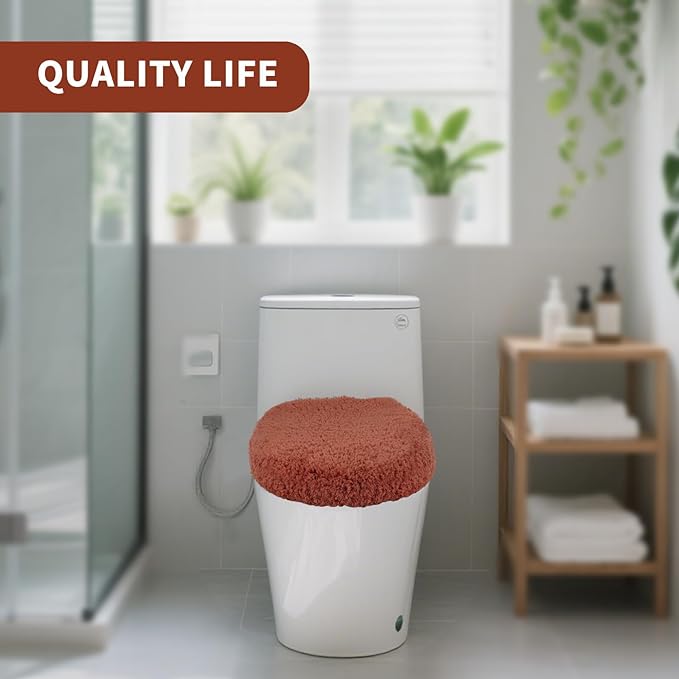 Microfiber Elongated Toilet Seat Cover 19.5"x 15" Machine Washable Solid Toilet - Image 6
