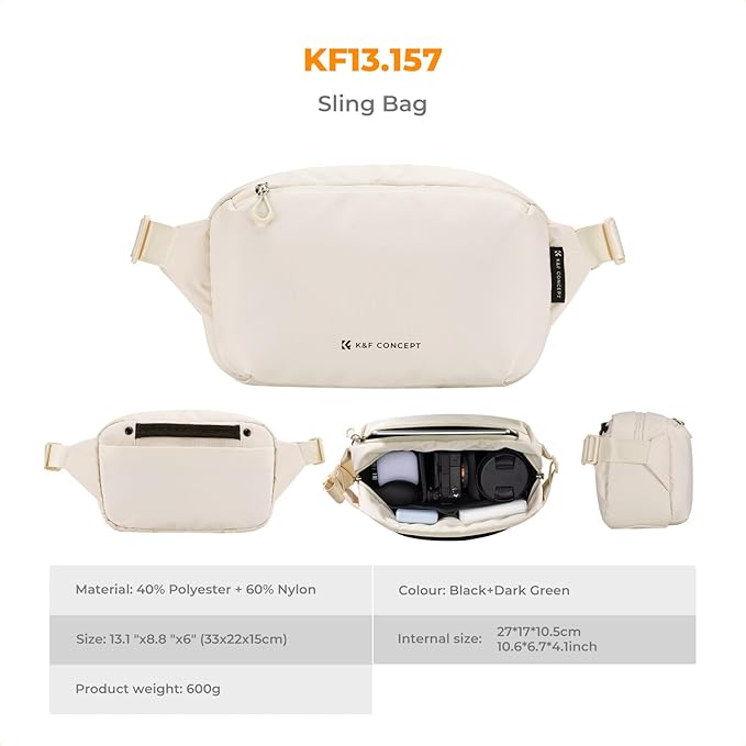 K&F Concept 2 in 1 Sling Bag Everyday Shoulder Bag & Multifunction Photography - Image 7