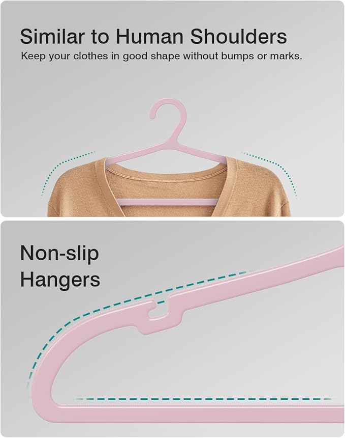 50 Pack Clothes Hangers, Non Slip Plastic Coat Hangers, Space Saving Hangers - Image 4
