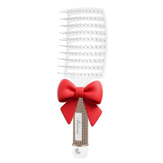 Bsisme Hair Brush, Vented Curved Styling Brush for Faster Blow Drying, Professional Detangling Brush for Women and Men, White