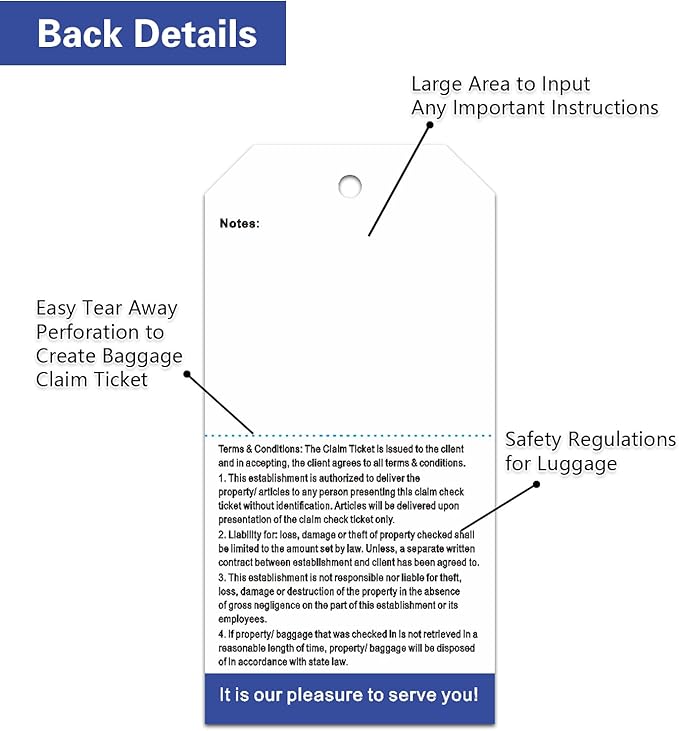 1000 Baggage Claim Check Tags - Image 3