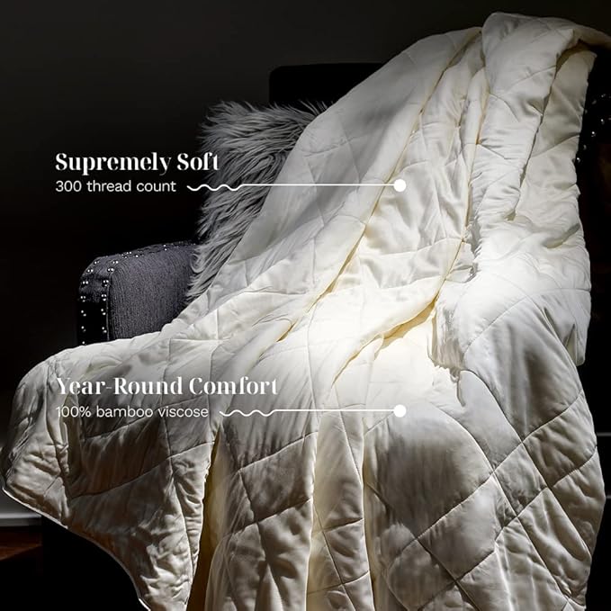 LUXOME Lightweight Blanket | 100% Rayon from Bamboo Fabric & Fill | Full/Queen - Image 3