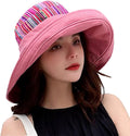 Women Wide Brim Sun Hats Metal Wired Edge Summer UV Protection Beach Fishing Hat by HUAMULAN