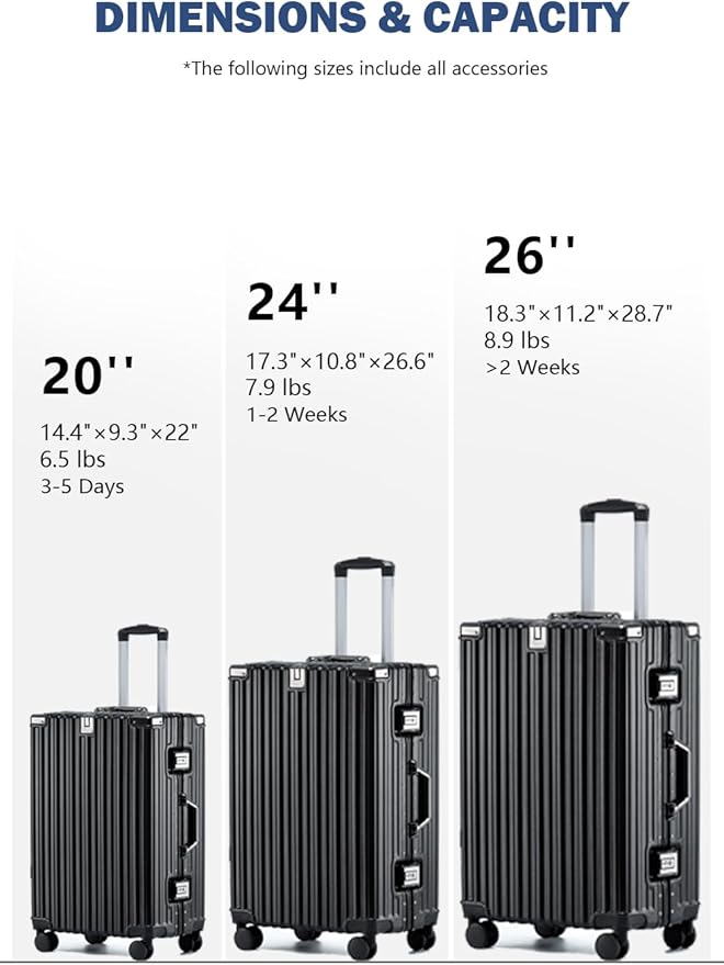 HotWay 26 Inch Aluminum Frame Luggage - Image 3