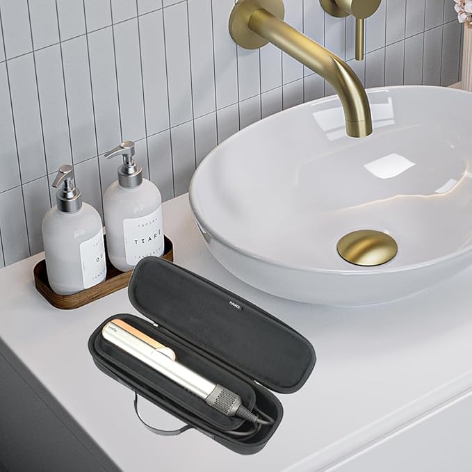 RAIACE Hard Storage Case Compatible with dyson Airstrait Straightener, Travel Carrying Bag. (case only). - Black(Black Lining)